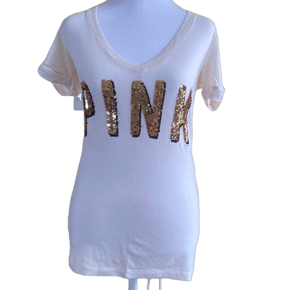 Victoria's Secret PINK Sequin Logo T-Shirt - Size XS